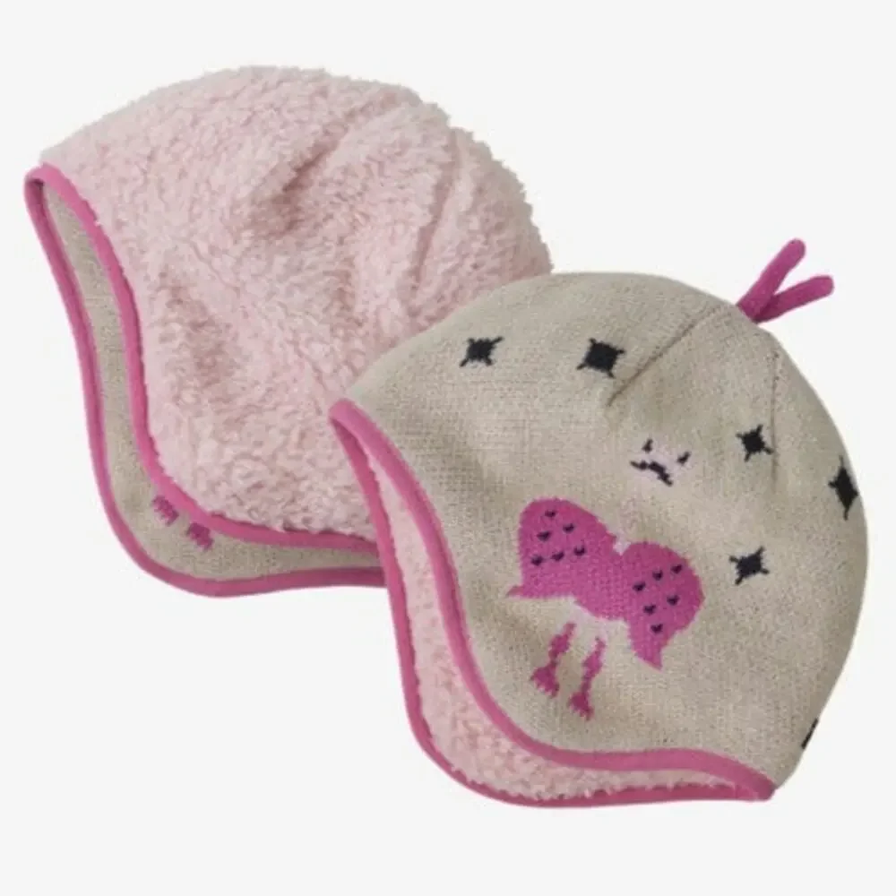Patagonia Baby Knit Hat Pink Fleece Lined Ostrich Graphic